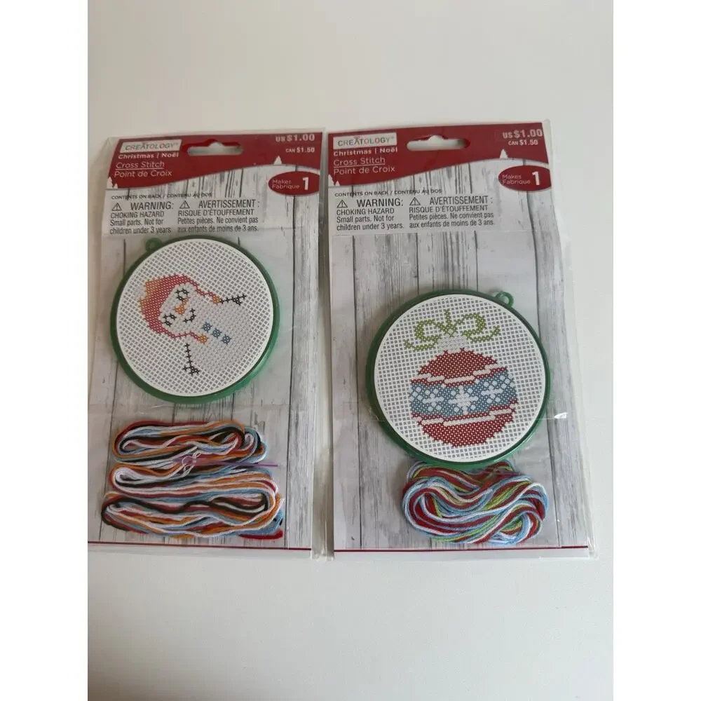 Creatology Craft Christmas Cross Stitch Ornament Kits (2) NEW Sealed Vintage